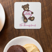 Sei mein Valentine Teddy Bär Personalisiert Rechteckiger Pappuntersetzer