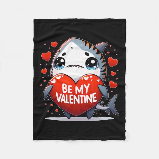 Sei mein Valentine Tiger Shark Herz Fleecedecke (Vorderseite)