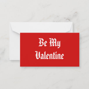 Sei mein Valentine. Valentinstag. Rot und Weiß. Mitteilungskarte