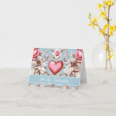 Sei mein Valentine - Vintages Herz Karte (Gelbe Blume)