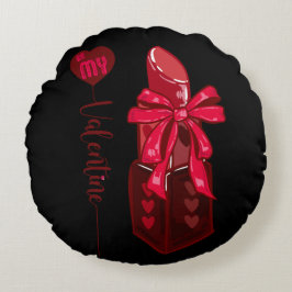 Sei mein Valentiner Lippenstift und Bogen-Design Rundes Kissen