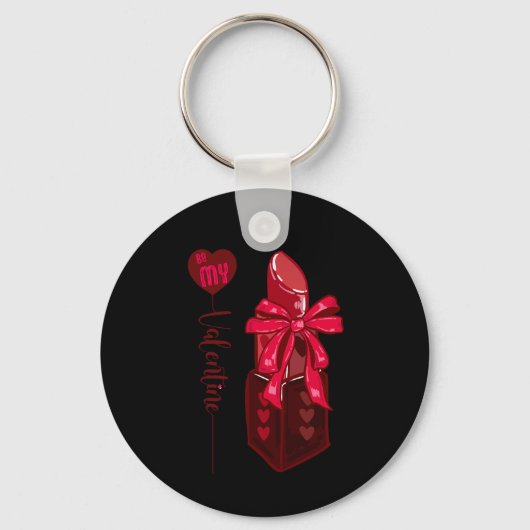 Sei mein Valentiner Lippenstift und Bogen-Design Schlüsselanhänger (Vorderseite)