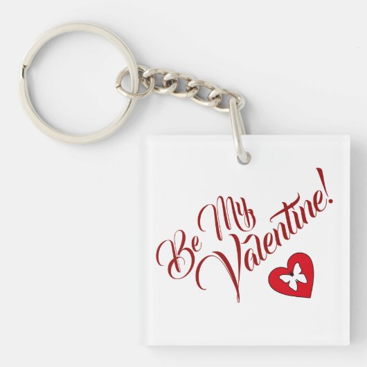 Sei mein Valentinherz und Schmetterling Schlüsselanhänger (Vorderseite)
