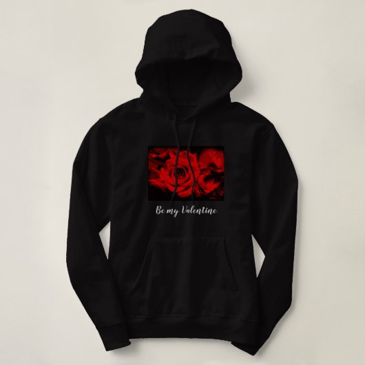 Sei mein Valentinisches Rote Rose-Muster auf Black Hoodie (Design vorne)