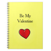 Sei mein valentinisches rotes Herz auf gelb Notizblock (Vorderseite)