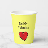 Sei mein valentinisches rotes Herz auf gelb Pappbecher (Vorderseite)