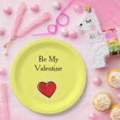 Sei mein valentinisches rotes Herz auf gelb Pappteller (Party)