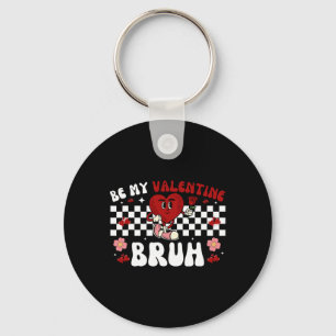 Sei mein Valentins-Bruhh Groovy Retro-Herz Valenti Schlüsselanhänger