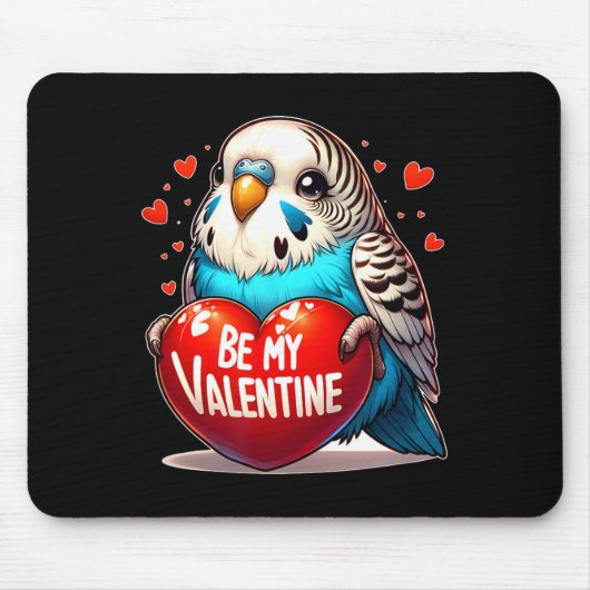 Sei mein Valentins Budgie Herz Mousepad (Vorne)