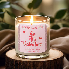 Sei mein Valentins Custom Rosa Kerzenetiketten  Quadratischer Aufkleber
