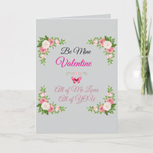 Sei mein Valentins Florale Wandkunst   Romantische Karte
