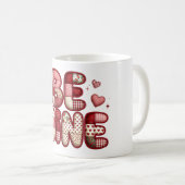 Sei-mein-Valentins-Kaffeebecher | Patchwork-Quilte Kaffeetasse (VorderseiteRechts)