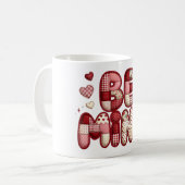 Sei-mein-Valentins-Kaffeebecher | Patchwork-Quilte Kaffeetasse (Vorderseite Links)