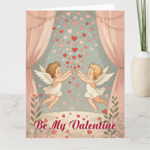 Sei mein Valentinsengel Cherubs Illustration Karte
