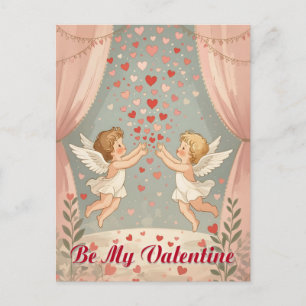 Sei mein Valentinsengel Cherubs Illustration Postkarte