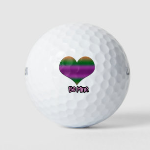 Sei mein Valentinsherz mit lila Streifen Golfball