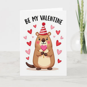 Sei-mein-Valentinstag-Biber-Gestreifte-Karte Karte