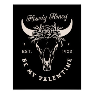 Sei mein Valentinstag-Cowboy Retro Dark Western Sc Poster