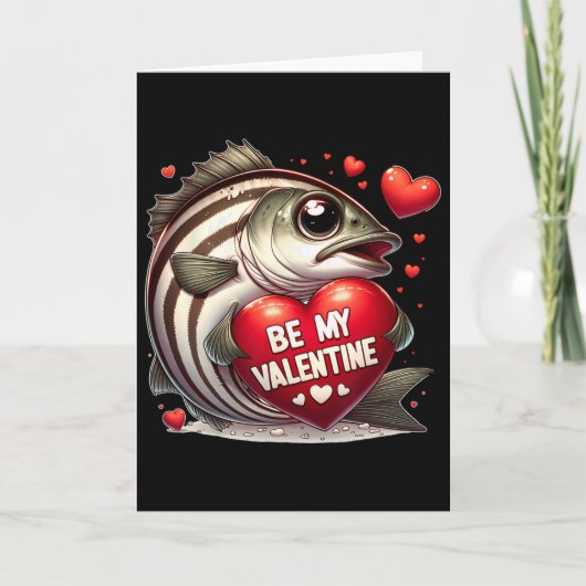 Sei mein Valentinstag gestreifter Byss-Fisch Herz  Karte (Vorderseite)