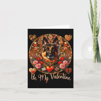Sei mein Valentinstag-Hund Blumen Rot Herz Tag- De Karte