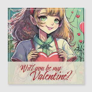 Sei mein Valentinstag im Manga-Stil 33419 Magneteinladung