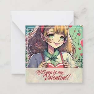 Sei mein Valentinstag im Manga-Stil 33419 Mitteilungskarte