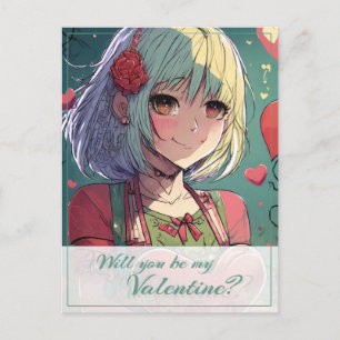 Sei mein Valentinstag im Manga-Stil 33420 Feiertagspostkarte