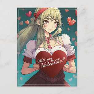Sei mein Valentinstag im Manga-Stil 33893 Feiertagspostkarte