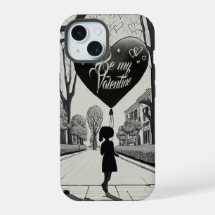 Sei mein Valentinstag im Manga-Stil Monochrom 1617 iPhone 15 Hülle