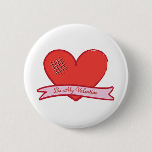 Sei mein Valentinstag mit rotem Herzen Button