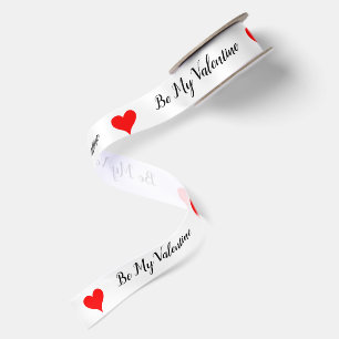 Sei mein Valentinstag mit roten Herzen Satinband