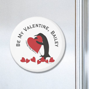 Sei mein Valentinstag - Pinguin und rotes Herz Magnet