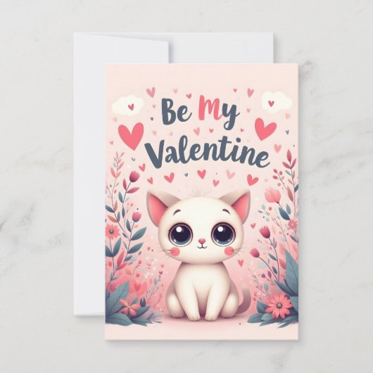 Sei mein Valentinstag süße Katze Illustration (Vorderseite)
