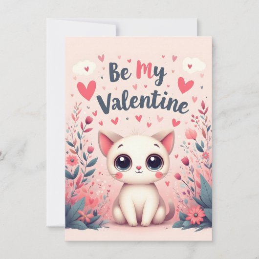 Sei mein Valentinstag süße Katze Illustration (Vorderseite)