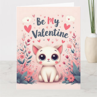 Sei mein Valentinstag süße Katze Illustration Karte
