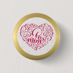 Sei Mein" Vintage-Text: Frohen Valentinstag Button