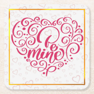 Sei Mein" Vintage-Text: Frohen Valentinstag Rechteckiger Pappuntersetzer