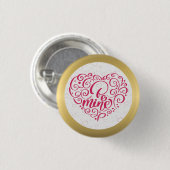 Sei mein" Vintager Text: Happy Valentine's Day Button (Vorne & Hinten)