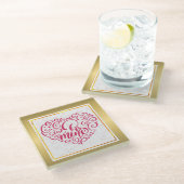 Sei mein" Vintager Text: Happy Valentine's Day Glasuntersetzer (Schrägansicht)