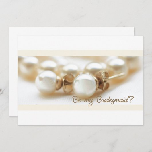 Sei meine Brautjungfrau - Perlenohrringe in Beige Einladung (Vorne/Hinten)