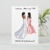 Sei meine Bridesmaid - Afroamerikaner Einladung (Stehend Vorderseite)