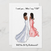 Sei meine Bridesmaid - Afroamerikaner Einladung (Vorne/Hinten)
