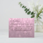 Sei meine Bridesmaid | Blush Bokeh Postkarte (Stehend Vorderseite)