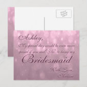 Sei meine Bridesmaid | Blush Bokeh Postkarte (Vorne/Hinten)