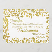 Sei meine Bridesmaid | Confetti Celebration Gold Einladung (Vorne/Hinten)