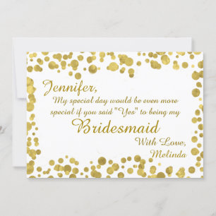 Sei meine Bridesmaid Confetti Celebration Gold Einladung