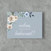Sei meine Bridesmaid Dusty Blue Beige Blume Boho I Einladungspostkarte