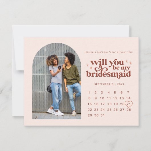 Sei meine Bridesmaid | Foto und Kalender Mitteilungskarte (Vorderseite)