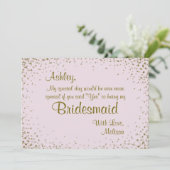 Sei meine Bridesmaid | Gold Confetti in Blush Einladung (Stehend Vorderseite)