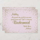 Sei meine Bridesmaid | Gold Confetti in Blush Einladung (Vorne/Hinten)